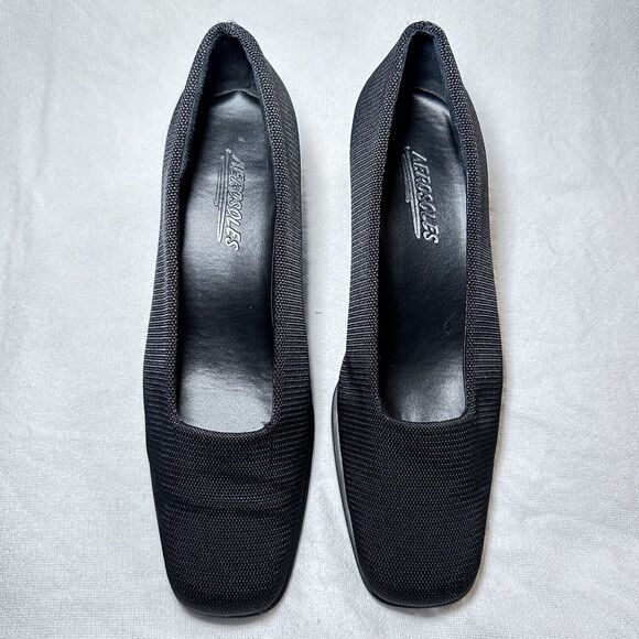 Aerosoles Love Pump Women's Black Block Heeled Knit Fabric Shoe‎ Size 7 - Picture 2 of 8